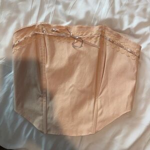 Elegant Peach Lace Trim Corset Top